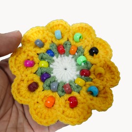 2 Pack Crochet Fidget Toy with Rolling Beads for Skin Picking Nail Biting Fidget Mat for Dementia Skin Picking Fidget Anxiety Relief Therapy for Trichotillomania