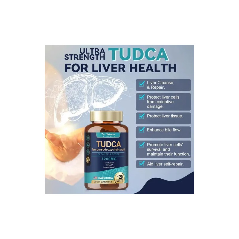Tudca 1200 Mg Protector Hepático Detox Con 120caps Hecho Usa