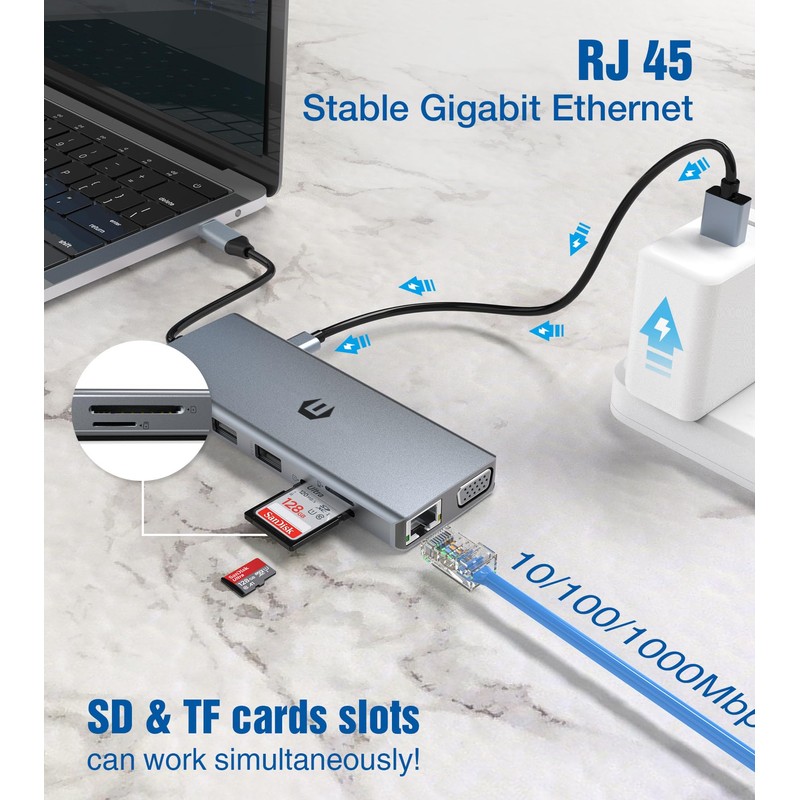 OBERSTER 12 in 1 USB C Hub Adapter with Triple
