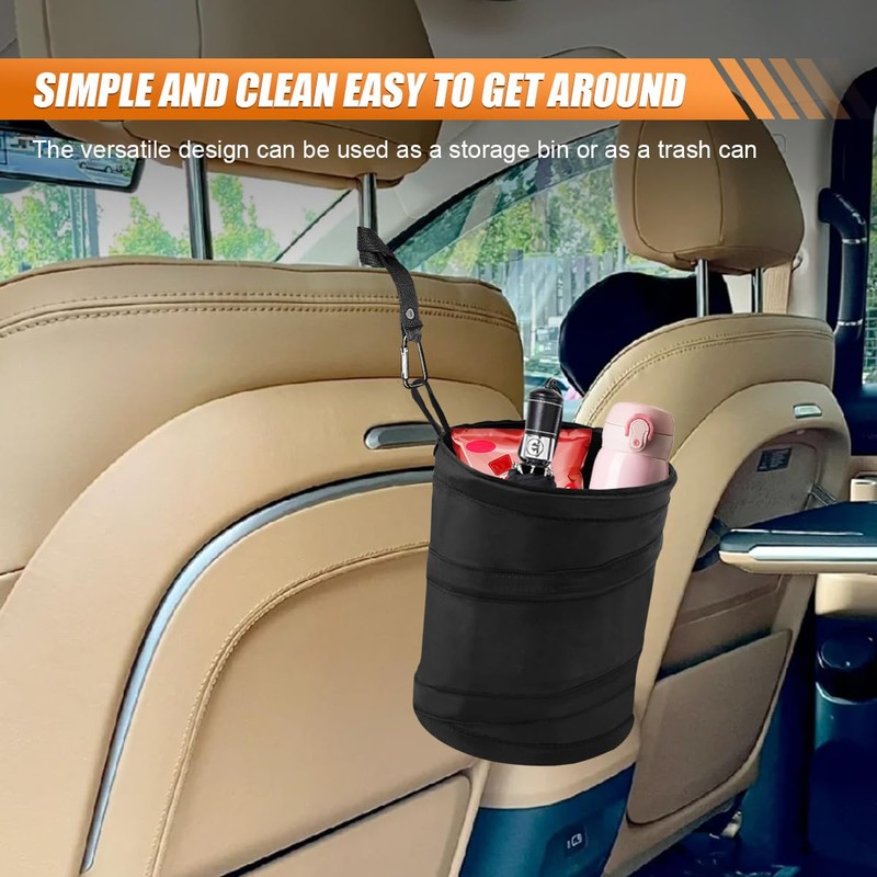 DUSCOKE Car Trash Can, Portable Collapsible Hanging Garbage Bin with