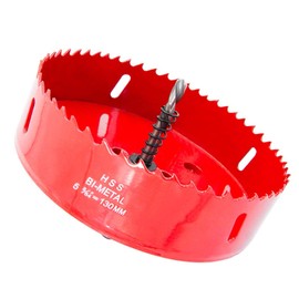 5 1/8 Inch Hole Saw, 130mm Bi-Metal Hole Saw for Recessed Lights, 32mm Cutting Depth Hole Cutter Bit with Hex Shank for Cutting Wood Boards, Soft Metal, Plastic, Drywall, Red
