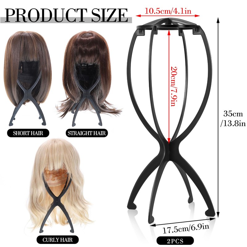 obeoby 3 Pack Wig Stand, Portable Wig Holder Wig Head