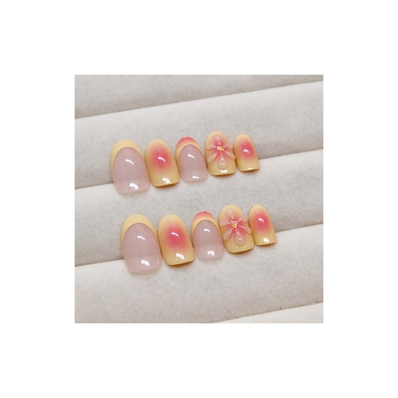 ONPRESS 24 Uñas Postizas De Verano, Cortas, Almendradas, Con Diseño