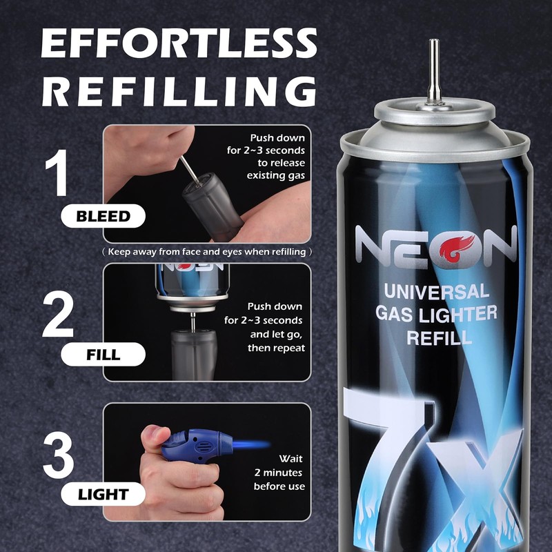 NEON Butane Refill, 300ml 7X Filtered Premium Butane Fuel, 4