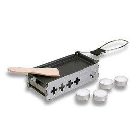 Kisag Candlelight Mini Raclette Foldable Tea Light Raclette for 2 People with Scraper and Tea Lights