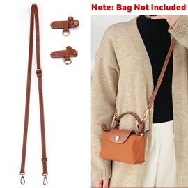 ZOLGINAH Shoulder Strap for Longchamp Women's Bag, Shoulder Strap for Longchamp Mini Bag Straps, No-Punch & Adjustable, Leather Shoulder Strap for Shoulder Bag Women, Braun01