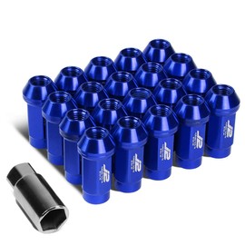 J2 Engineering 7075 Aluminum Blue M12 x 1.5 20Pcs L: 50mm Close-End Lug Nut w/Adapter