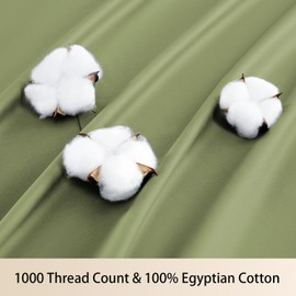 MEISHANG Extra Deep Pocket King Sheets Cotton - 1000 Thread Count Sheet Set - Fits 18"-24" in Deep Mattress,100% Egyptian Cotton,Sateen Weave, Soft & Breathable - 4 Piece (King, Olive Green)