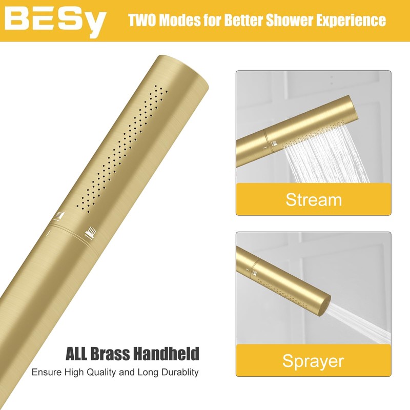 BESy Brass 2 In 1 Function Handheld Shower Head Set