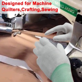 JM-FUHAND Quilting Gloves for Free-Motion Sewing,Gloves Designed for Quilting,Crafting,Sewing(Large 1 Pair)