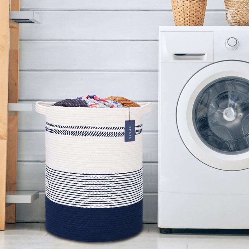 COMSE Extra Large Blanket Basket, Tall Laundry Basket, Nursery Hamper,