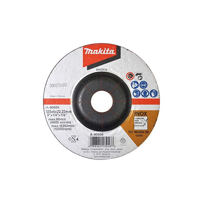 Makita A-95962 5" x 1/4" x 7/8" INOX Grinding Wheel,
