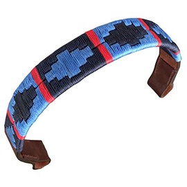 Carlos Diaz Designer Genuine Leather Waxed Embroidered Gaucho Polo Horse Bridle Headband (Pony 14 Inches)