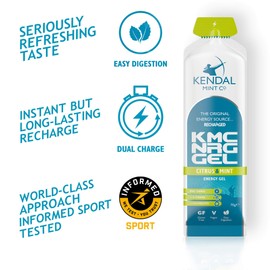 Kendal Mint Co. Kendal Mint Co: Energy Gel - Citrus & Mint Flavour (12 x 70g) | Instant & Long-Lasting, Caffeine Free, 27g Carb, Electrolytes, B Vitamins, for Running, Cycling, Vegan & GF