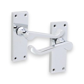 Victorian Scroll Lever Latch Lock Bath WC Privacy Door Handle Chrome/Brass/Satin, Suitable for All Types of Internal Doors (Polished Chrome, Latch Handle)
