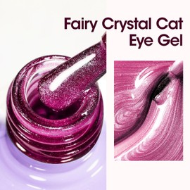 Gellen Cat Eye Gel Nail Polish, 18ml Purple Gel Polish with Magnet Stick, Magnetic Glitter Reflective Holographic Nail Polish UV Gel Nail Art