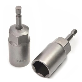 Utoolmart 1/4" Quick-Change Hex Shank 19mm Nut Setter Driver Drill Bit, 80mm Length, Metric No-magnetic 2 Pcs