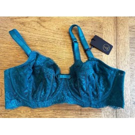 Fox & Royal Teal Blue Lace Size 38DD Emma Underwire Unlined Demi Bra NWT