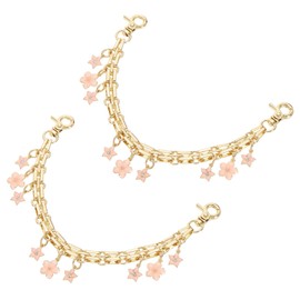 sourcing map 2Pcs 10" Purse Extender Chain Straps, Bag Accessories Charm for Women Handbags Handle Replacement Decoration with Flowers Pendant, Pink