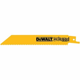 DEWALT Reciprocating Saw Blades, Straight Back, 6-Inch, 10/14 TPI, 5-Pack (DW4845) , Yellow