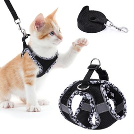 Brifit Cat Lead with Harness Set, Cat Harness with Lead, Escape Proof, Soft Harness for Cats, Adjustable Cat Vest with Reflective Strips, Cat Harness for Cats, Kittens, Puppies