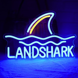 Tiabuy Land Shark Neon Beer Sign LED Shark Neon Lights Lager Neon Signs USB Powered Home Beer Bar Pub Man Cave Game Room Windows Garage Wall 17 x 9.5 IN