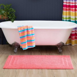 Coral Rose Shower Rugs for Bathroom Size 2 3" x 3 9', Extremely Soft Plush Versatile Durable & Functional 100% Cotton Reversible Luxuriously Thick | All Season Extraordinary Absorbency Long Lasting
