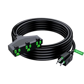 Maximm 10/3 Outdoor Extension Cord 25 Feet, 10AWG Black, ETL Listed, 3 Prong Plug 3-Outlet SJTW Heavy Duty Indoor/Outdoor, Weather Resistant - Power Cord for Garden, Lawn, Appliances, 25ft