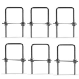 304 Stainless Steel Square U-Bolts M6x45x85mm Square U Bolt with Nuts and Plates Washer Pack of 6