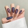 Dark Blue Almond Cat Eyes Press On Nails,12 Sizes -