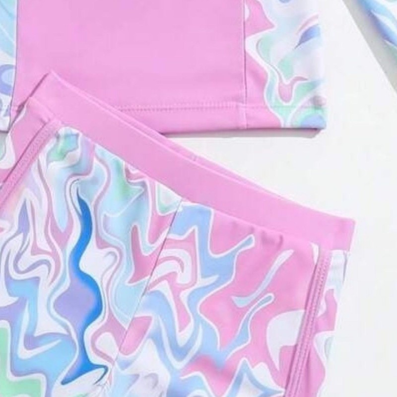 OXUBOAO Girls Swimsuits Kids Long Sleeve Rash Guard Set Bathing