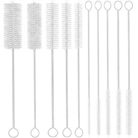 Timotech U Chef Set 10 Piezas Cepillo Limpiador de Popotes de Varios Tamaños, Kit de Escobillas de Nailon y Acero Inoxidable para Lavar Termos, Botell