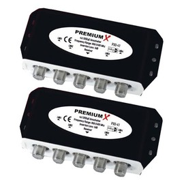 4x PremiumX PXD 41 DiSEqC Switch 4/1 Switch 2.0 Compatible Motor C with Weatherproof Housing DVB-S/S2 SAT Digital Full HD 3D and HDTV