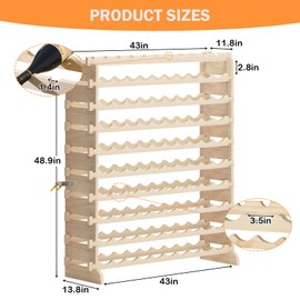 DlandHome Wine Rack Stand 100 Bottles Holder 10 Tier Stackable Wine Storage Organizer Display Shelf Free Standing Wine Rack,Nature