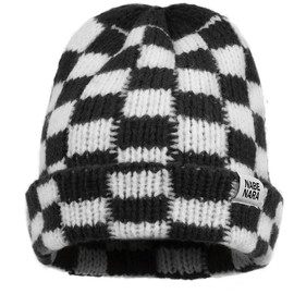 Clakllie Knit Cuffed Beanie Hat Two-Tone Skullcap Stylish Stocking Watch Hats Winter Warm Hat for Skiing,Black/White