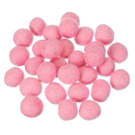 sourcing map 30 Pcs Wool Felt Balls Beads, 0.8 Inch Felt Pom Poms for Crafts, Handmade Pompoms Bulk Small Bead for Nursery Handicrafts and DIY Art Decoration, Pink