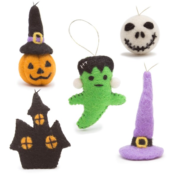 GLACIART ONE Wool Felt Halloween Decorations Set - 5 Pack