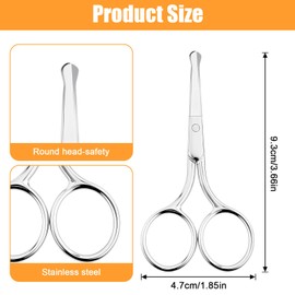4 Pcs Nose Hair Scissors Small Scissors With Round Tip Design Professional Grooming Rounded Safety Tip Clippers Facial Safety Scissor Beauty for Men Women Hair Eyelashes Nose Eyebrow Trimming