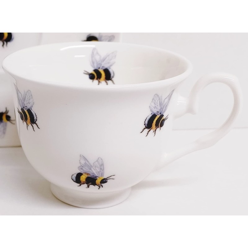 Rainbow Decors Bees 2 Tea Cups 2 Saucers Fine Bone