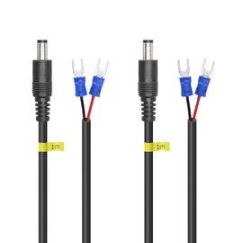 YACSEJAO DC Power Pigtail Cable with U-Shaped 2 Pack 18AWG DC5.5 x 2.1 Male to 2 x 4 mm U-type Wire Terminal Cable Test Connector Power Cord (1 M)