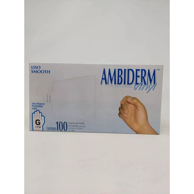 Ambiderm Guante Vinyl Libre De Polvo Marca Ambiderm Con 100