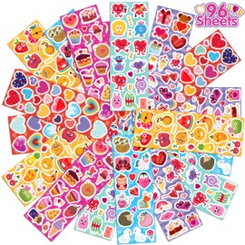 LINAYE 1440PCS Valentines Stickers for Kids, 96 Sheets Cute Valentines Day Stickers Bulk for Valentines Cards Envelopes Crafts,Happy Valentines Love Heart Stickers for Valentines Party Favors Supplies