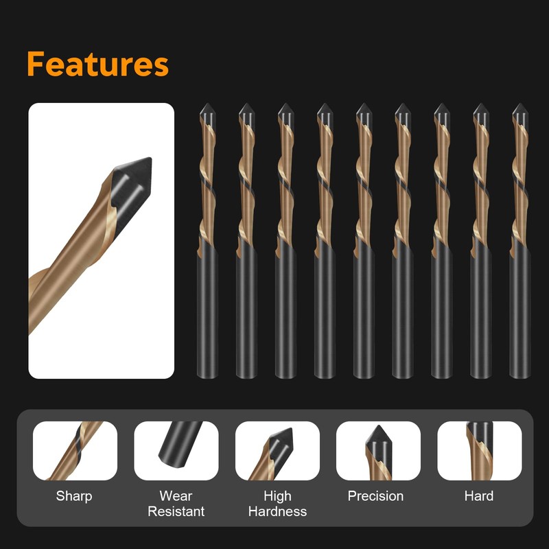 3/16" Drywall Router Bits, 10Pcs Drywall Cutting Tools Guide Point