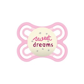 MAM S245 Perfect Night Schnuller mit extra dünnem und flexiblem Silikon SkinsoftTM Ultraschall, für Babys von 0 Monaten, leuchtet in der Dunkelheit, mit automatischer sterilisierbarer Box, Mädchen, Rosa