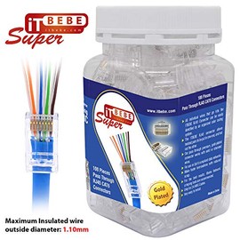 ITBEBE Paquete de 100 Conectores RJ45 de Paso A Través Cat 6 (Conector RJ45 / Conector de Paso RJ45 Cat6/Ethernet) para Cable Ethernet UTP Sólido/Multifilamento