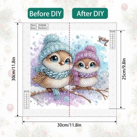 Tontut Diamond Painting Kit for Adult Beginners, Owl 5D Special Diamond DIY Crystal Rhinestone Crafts for Home Wall Decoration
