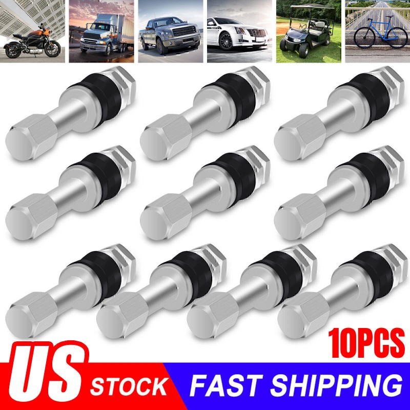GEARZAAR 10x Stainless Steel Wheel Tire Valve Stems Hight Pressure