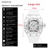 KIMSDUN-Stylish Skeleton Sport Watches, Waterproof, Analog Quartz Date Calendar Wristwatch,