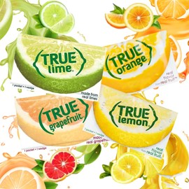 True Lemon, Lime, Orange, Grapefruit, Varrirty Pack 100 Count, On-The-Go Powdered Drink Mix Variety Pack, Zero Calorie Unsweetened Water Flavoring, Each Packet Fits Into a 16.9 oz. Bottle or Cup