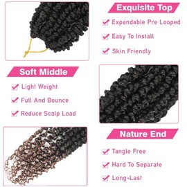 9 Packs Passion Twist Crochet Hair 18 Inch Pre-twisted Passion Twist Hair Pre Looped Crochet Passion Twist Hair Bohemian Passion Twist Crochet Hair for Women Girls and Kids (18Inch,T1B/30)